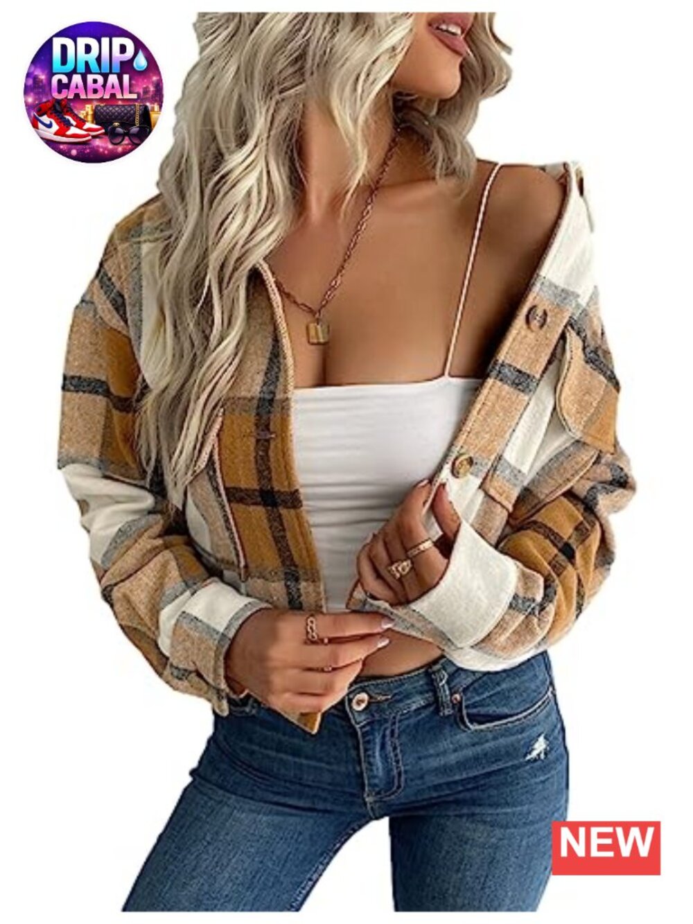 Cropped Plaid Flannel Shacket Button Up Lightweight Fall Jacket